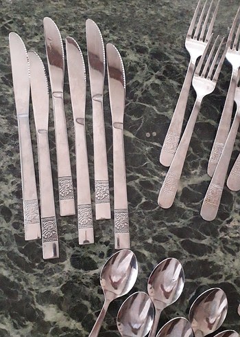 Gri Paslanmaz Çelik Çatal Kaşık Bıçak Seti - Görsel 2