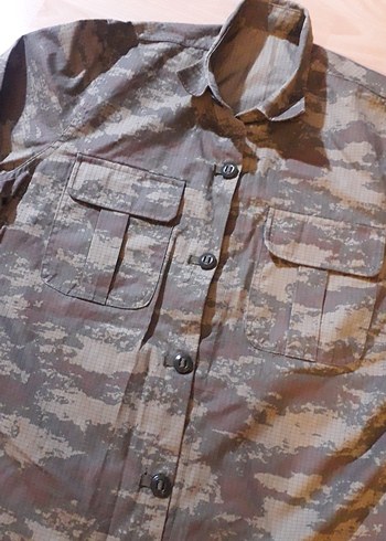 Erkek Gri Kamuflaj Uzun Kollu Gömlek Çeket - Görsel 2