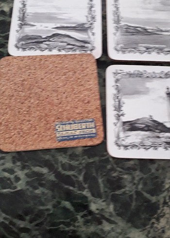 Gri Vintage Deniz Manzaralı bardak altlığı - Görsel 3