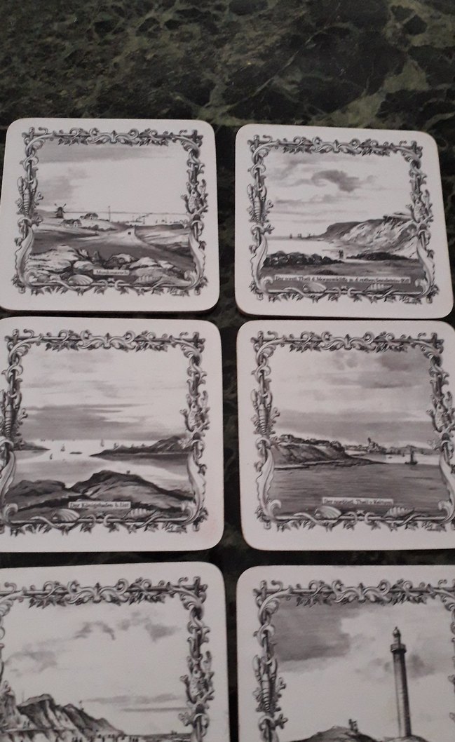 Gri Vintage Deniz Manzaralı bardak altlığı - Görsel 2