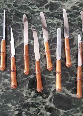 Kahverengi bambu Saplı Bıçak Seti - Görsel 4