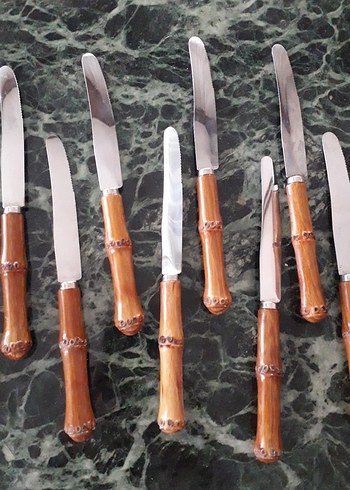 Kahverengi bambu Saplı Bıçak Seti - Görsel 3