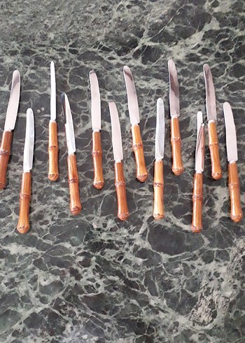 Kahverengi bambu Saplı Bıçak Seti - Görsel 2