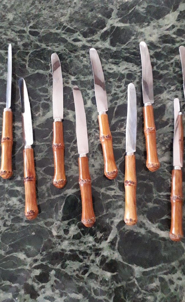 Kahverengi bambu Saplı Bıçak Seti - Görsel 4