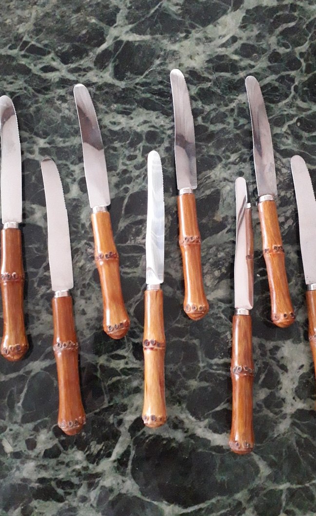 Kahverengi bambu Saplı Bıçak Seti - Görsel 3