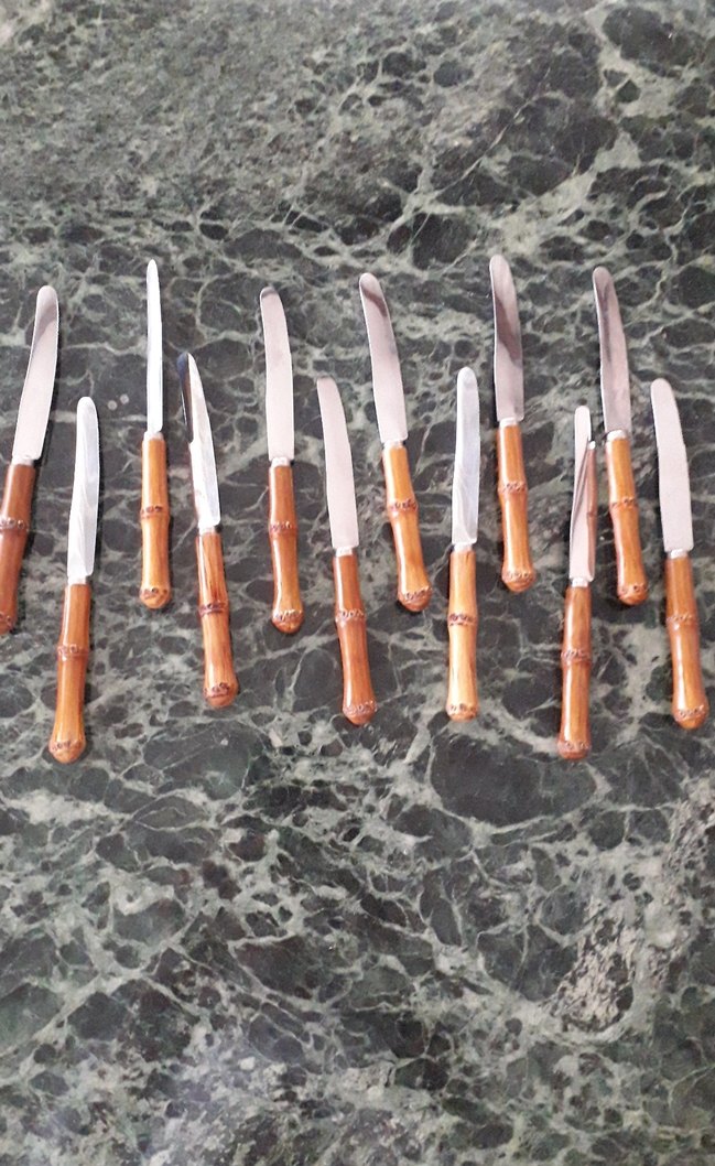 Kahverengi bambu Saplı Bıçak Seti - Görsel 2