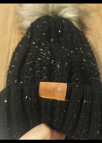 Kürk Detaylı Siyah Kadın Yün Bere - Görsel 2