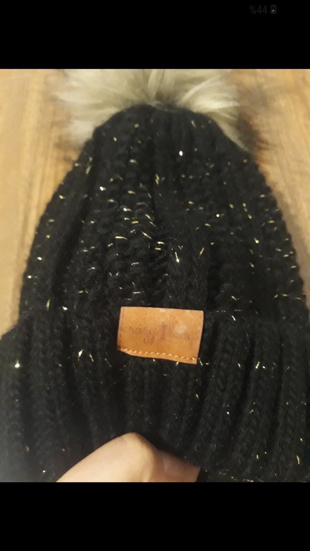 Kürk Detaylı Siyah Kadın Yün Bere - Görsel 2