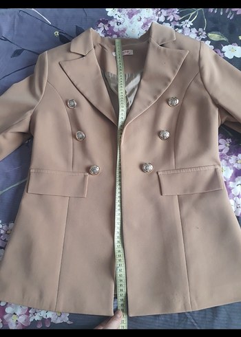 Düğmeli Pudra Kadın Blazer Ceket - Görsel 8