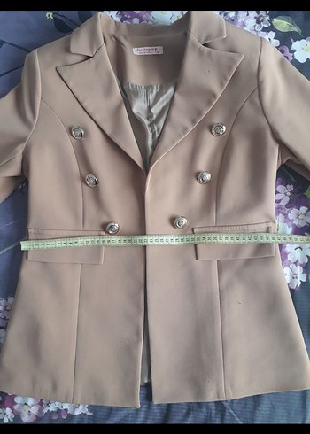 Düğmeli Pudra Kadın Blazer Ceket - Görsel 7