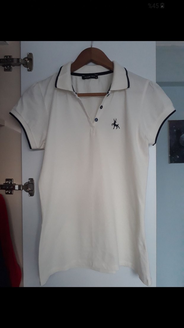 Polo Yaka Beyaz Tişört - Görsel 2