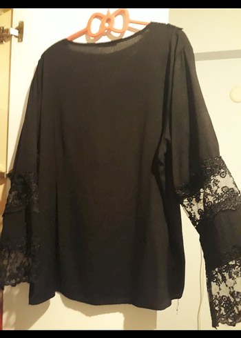 Dantel Detaylı Siyah Kadın Bluz - Görsel 5
