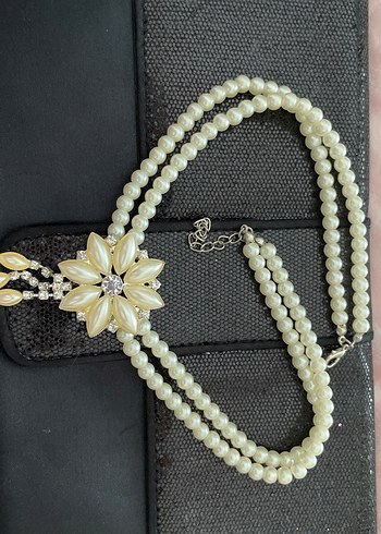 Beyaz İnci Detaylı Kadın boyun Zinciri - Görsel 2