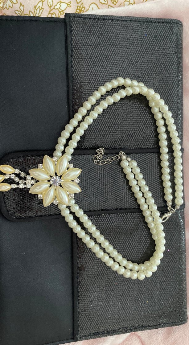 Beyaz İnci Detaylı Kadın boyun Zinciri - Görsel 2