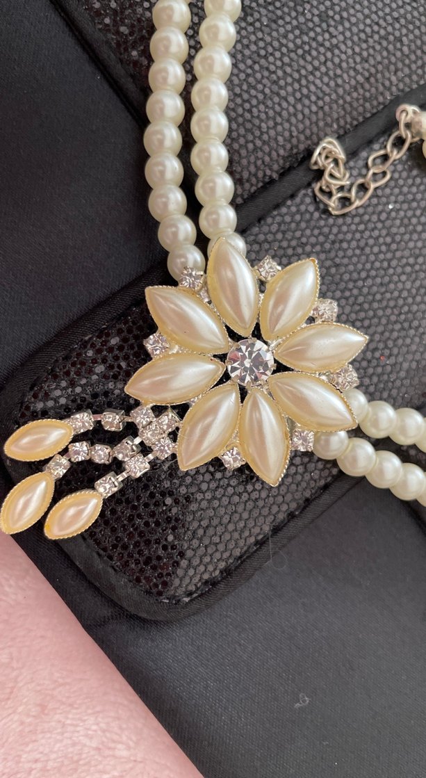 Beyaz İnci Detaylı Kadın boyun Zinciri - Görsel 4