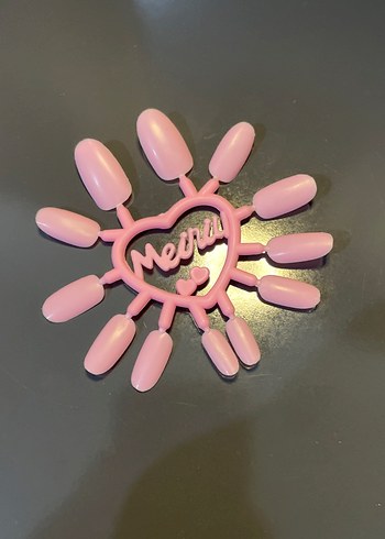 Pastel pembe tırnak süsleri seti Takma tırnak Çocuk - Görsel 2