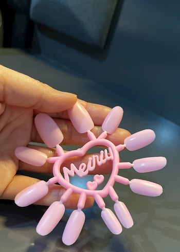 Pastel pembe tırnak süsleri seti Takma tırnak Çocuk - Görsel 3