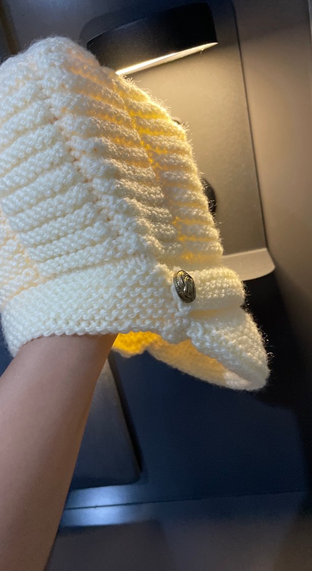 Kürk Detaylı Bej Örgü Yün Bere - Görsel 3