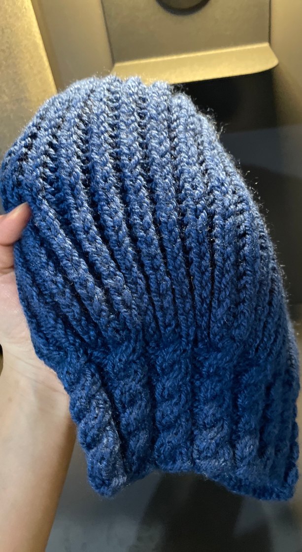 Mavi Örgü Kadın Bere - Görsel 3