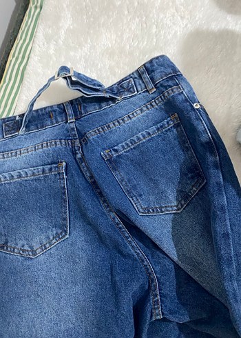 Düğmeli Loose Fit Midi Kadın Kot Pantolon - Görsel 3