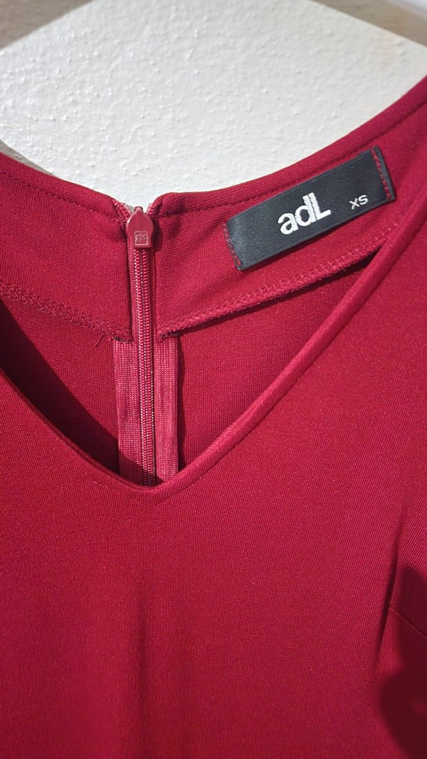 adl kırmızı V Yakalı Midi Elbise - Görsel 5