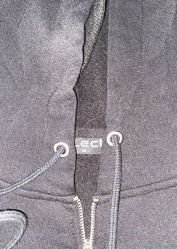 Fermuarlı Siyah Kapüşonlu Kadın Sweatshirt - Görsel 2