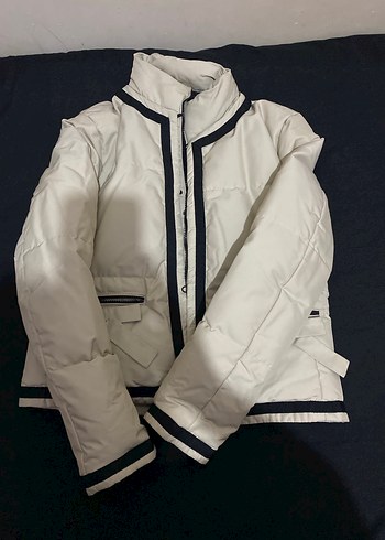 Fermuarlı Beyaz Kadın mont - Görsel 2