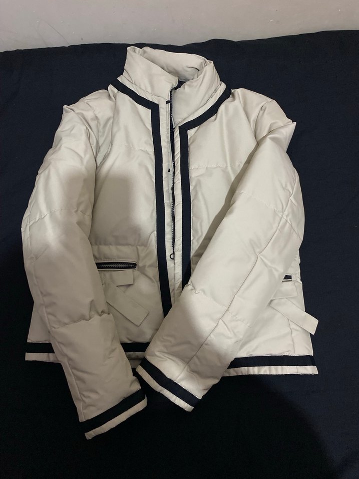 Fermuarlı Beyaz Kadın mont - Görsel 2