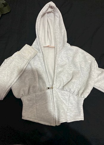 Gri Fermuarlı Kadın kısa hırka - Görsel 2