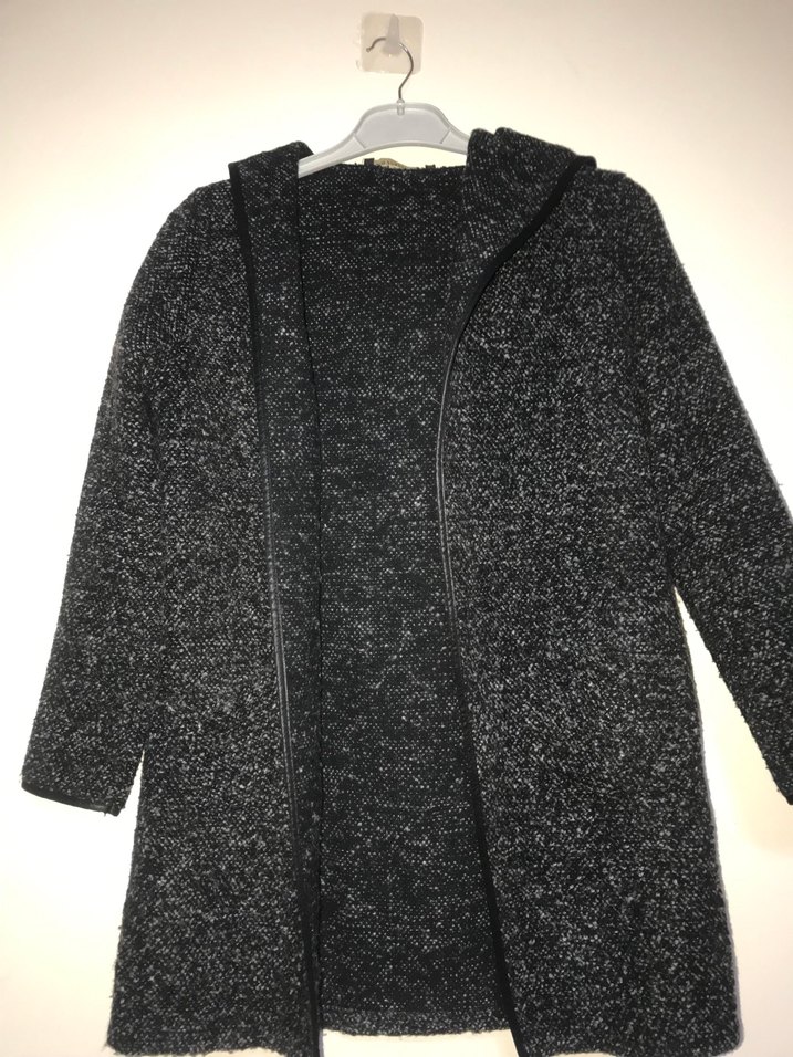 Gri Kadın Uzun Örgü Yün Hırka - Görsel 2