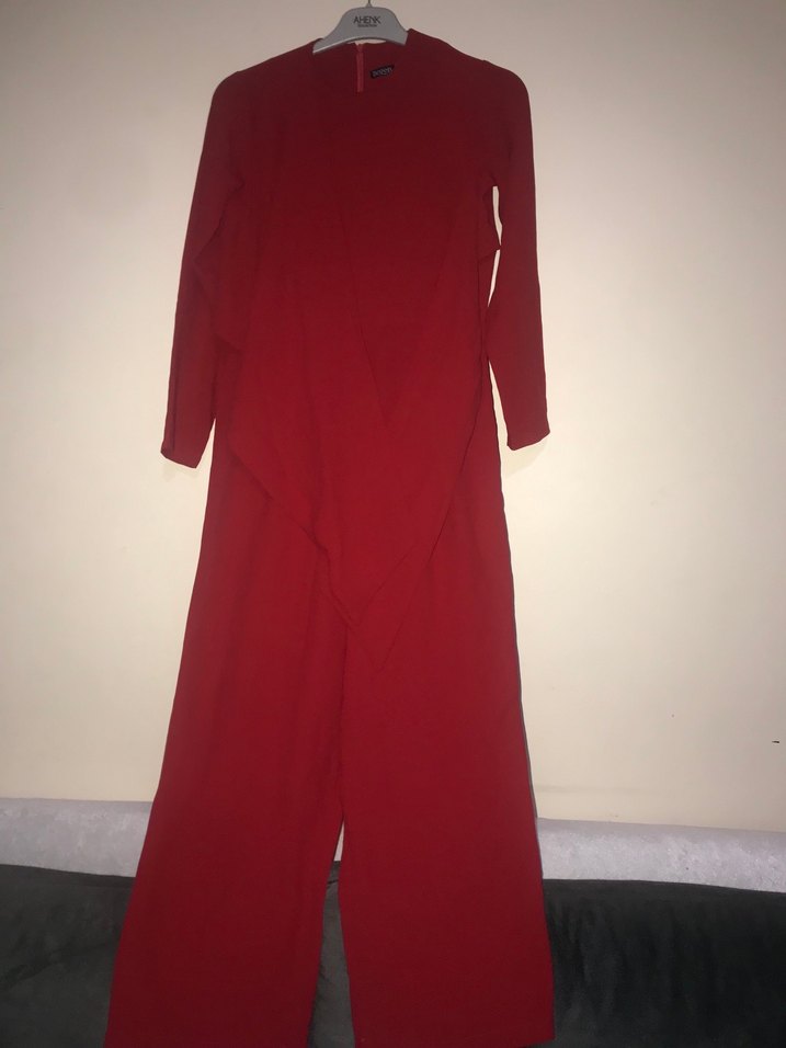 Kırmızı Hamile Uzun Kollu Salaş Tunik - Görsel 3