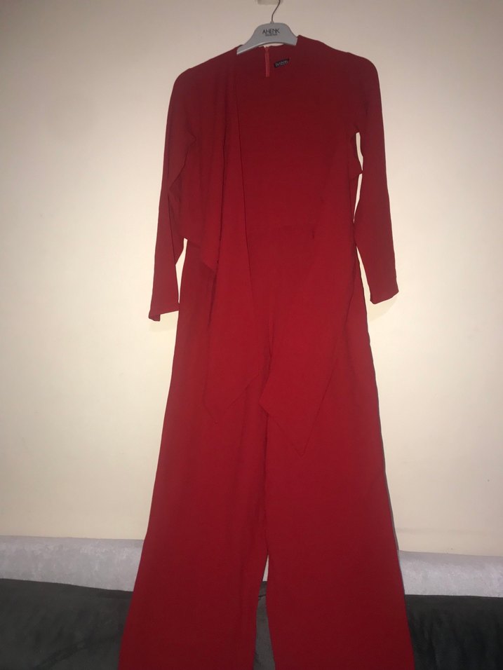 Kırmızı Hamile Uzun Kollu Salaş Tunik - Görsel 2