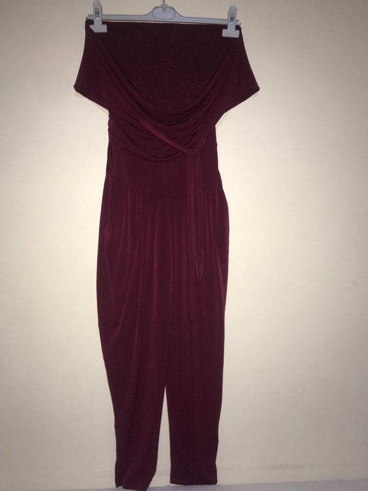 Bordo Drapeli Uzun Abiye Elbise - Görsel 3