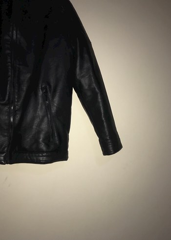 Siyah Kadın Deri Biker Ceket - Görsel 3