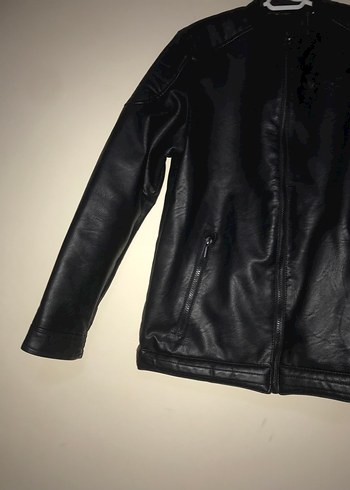 Siyah Kadın Deri Biker Ceket - Görsel 2