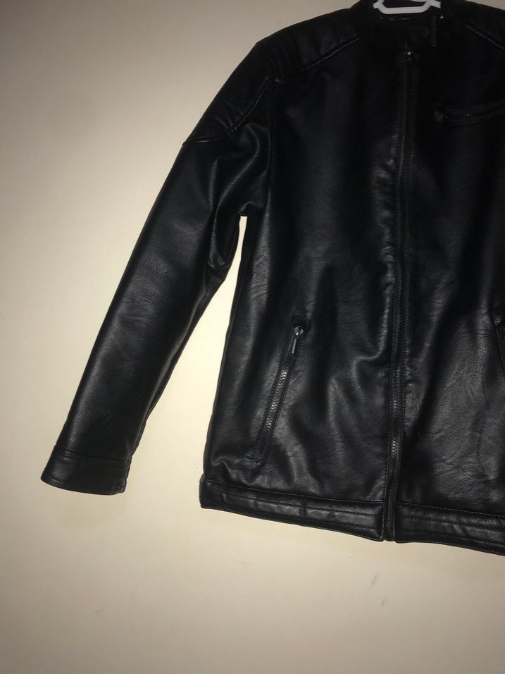 Siyah Kadın Deri Biker Ceket - Görsel 2