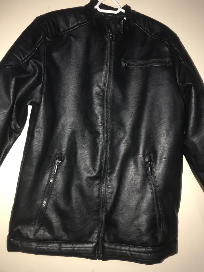 Siyah Kadın Deri Biker Ceket - Görsel 4