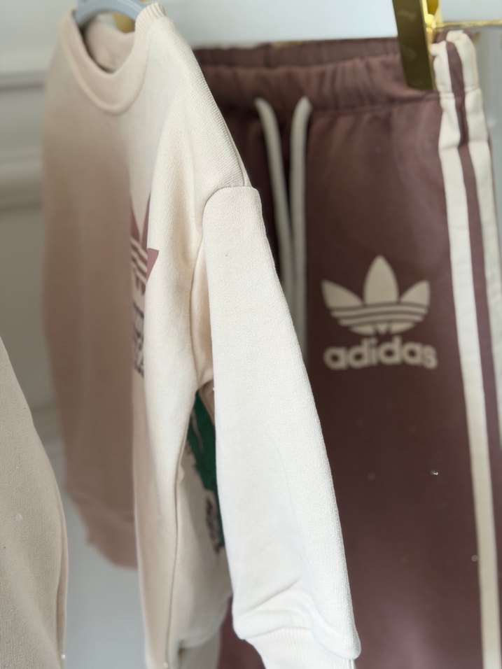 Kahve Krem Adidas Eşofman Takım | Unisex - Görsel 2