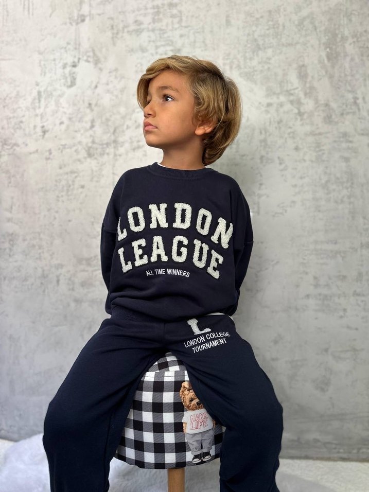 Lacivert Baskılı Erkek Çocuk Eşofman Takımı - Görsel 2