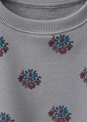 Gri Baskılı Örme Kız Çocuk Takım - Görsel 2