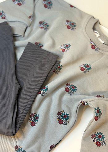 Gri Baskılı Örme Kız Çocuk Takım - Görsel 6