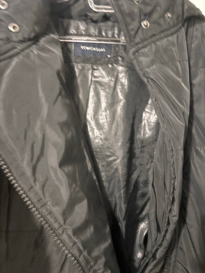 Siyah Fermuarlı Midi Sokak Stili Kadın Mont - Görsel 2