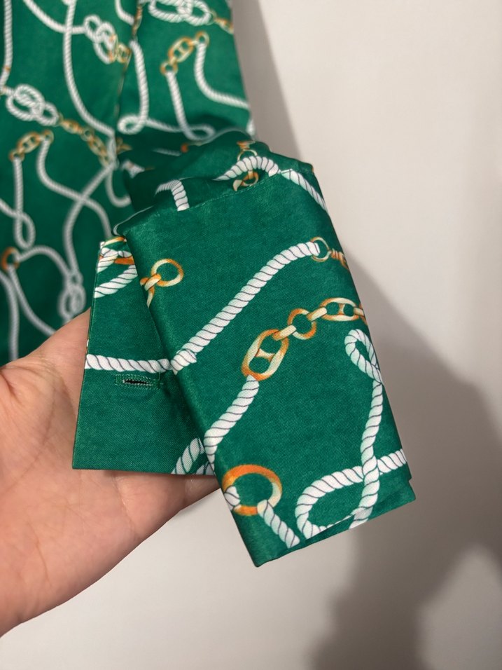 Zincir Detaylı Yeşil Uzun Kol Gömlek - Görsel 3