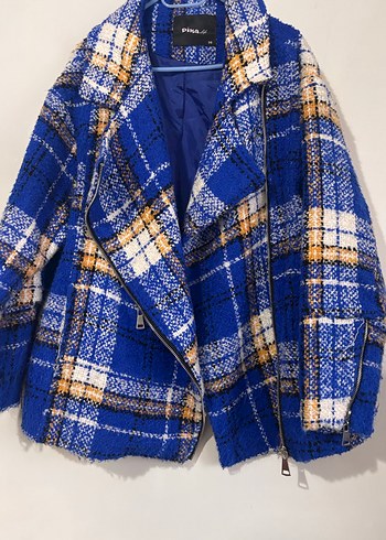 Renkli Ekoseli Düğmeli Midi Kadın Ceket - Görsel 3