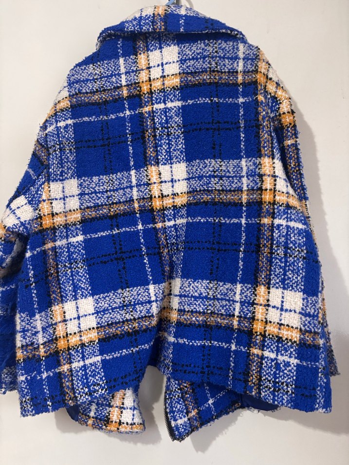 Renkli Ekoseli Düğmeli Midi Kadın Ceket - Görsel 4