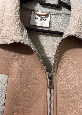 Bej Kısa Kürklü Deri Kadın Ceket - Görsel 2