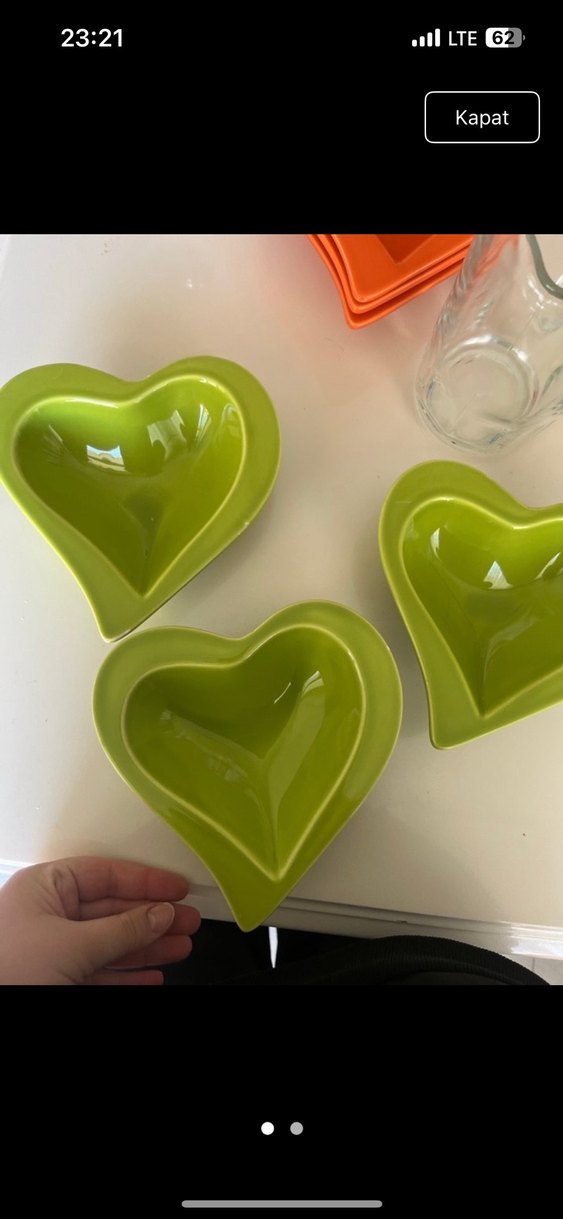 Turuncu Kalp Şeklinde Tabak Seti - Görsel 2