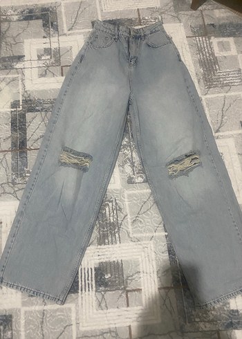 Gri Loose Fit Midi Denim Kadın Jean - Görsel 2