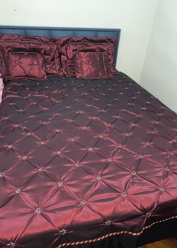 Bordo Nakışlı Yatak Örtüsü - Görsel 5