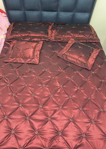Bordo Nakışlı Yatak Örtüsü - Görsel 7